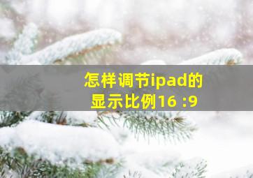 怎样调节ipad的显示比例16 :9